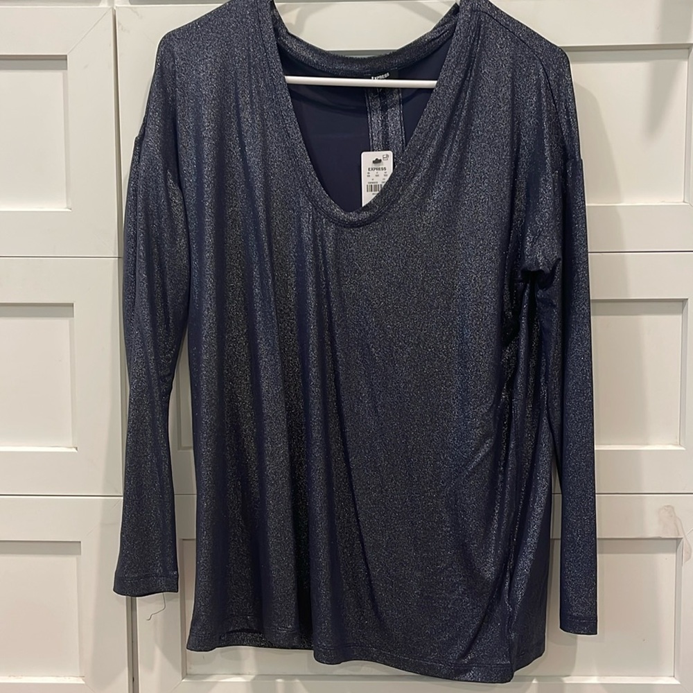 NWT Express shimmer boyfriend long sleeve XS